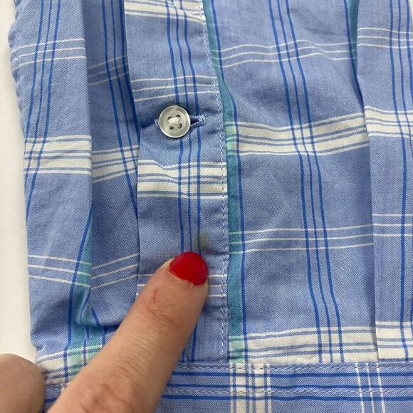 Bonobos Tailored Slim Fit Blue Plaid Button Up Shirt L/S Size L 100% Cotton - Picture 10 of 10